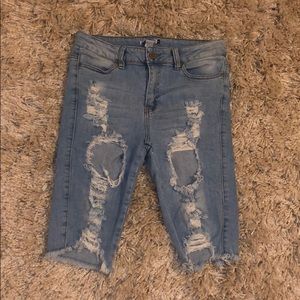 Distressed Jean Bermuda Shorts